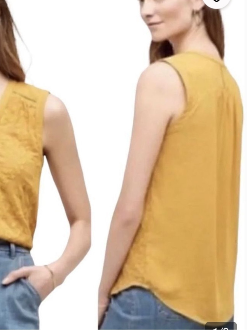 Maeve Anthropologie Embroidered lace up mustard tank top size 8 - Picture 2 of 14